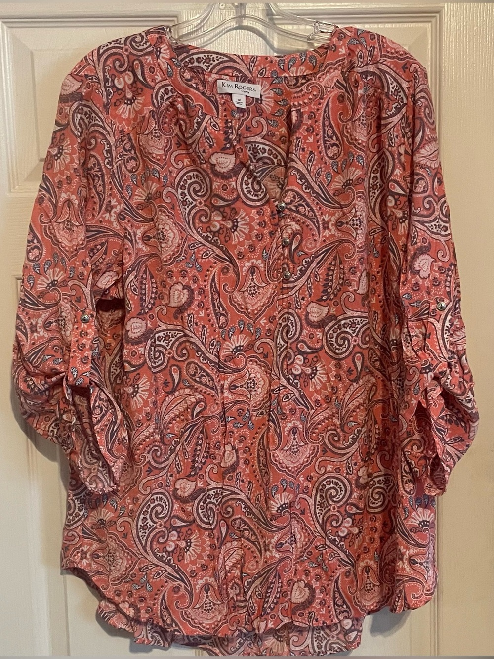 Kim Rogers Coral Paisley Blouse women’s 1x shirt #fall